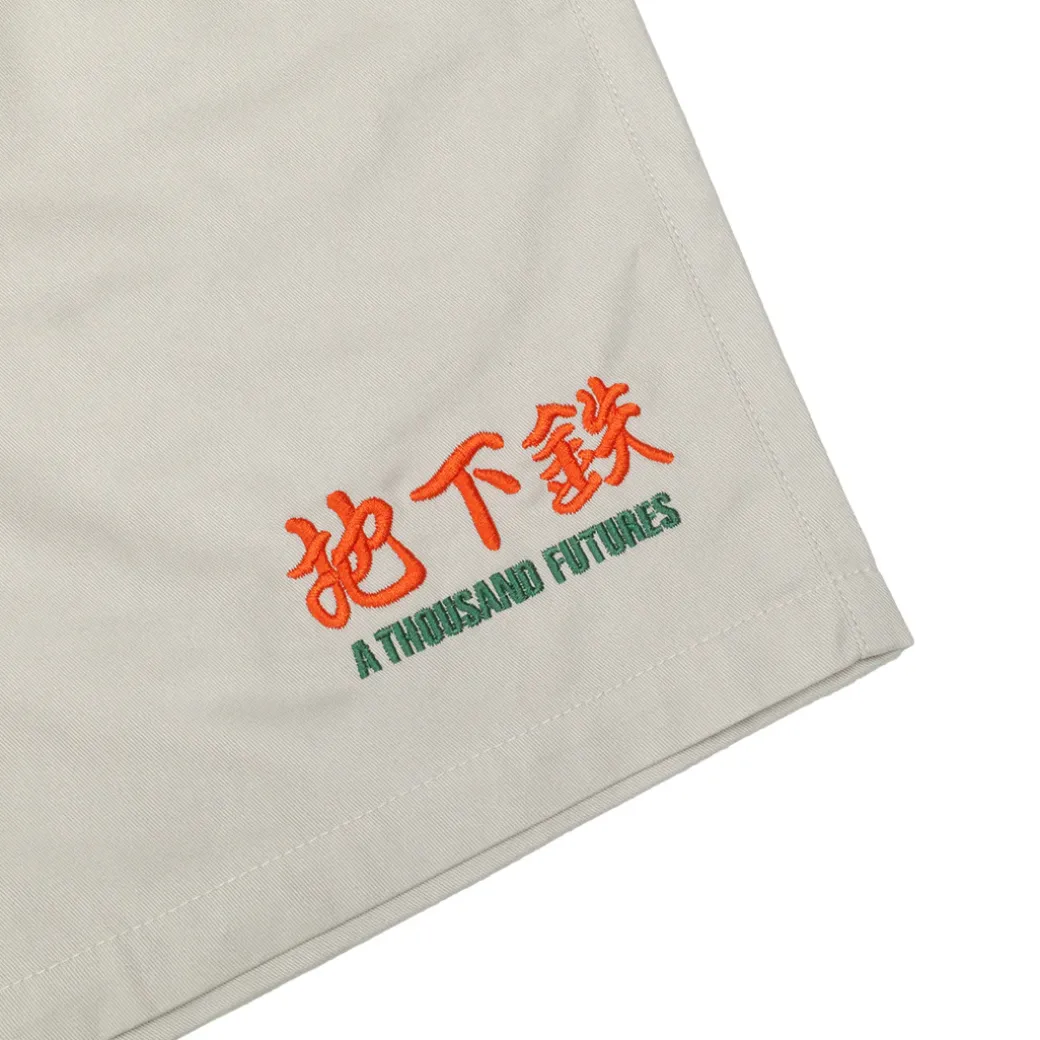 A Thousand Futures 'Lucky' Canvas Twill Shorts - Bone
