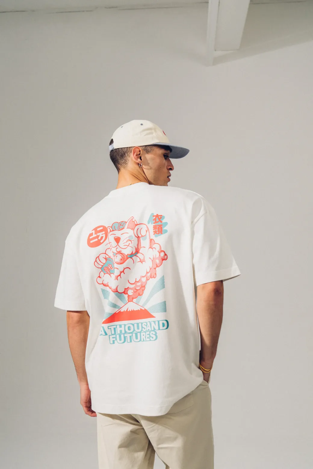 A Thousand Futures 'Lucky Cat' Tee - Vintage White