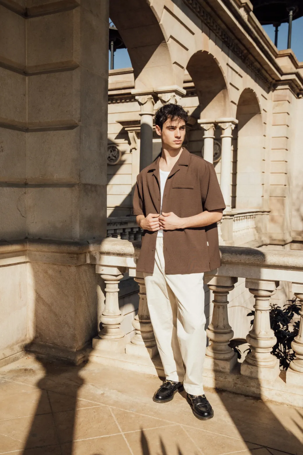 bound Heavy Cuban Textured SS Shirt - Cocoa Brown