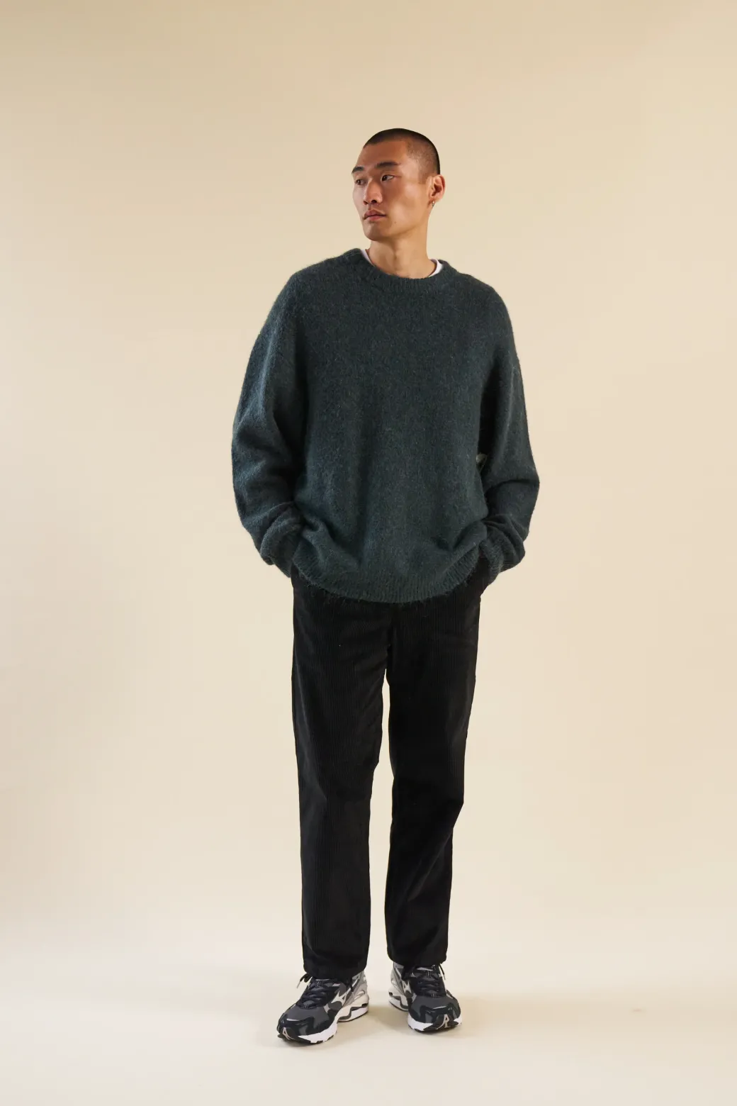 bound 'Midnight Black' Cord Trousers