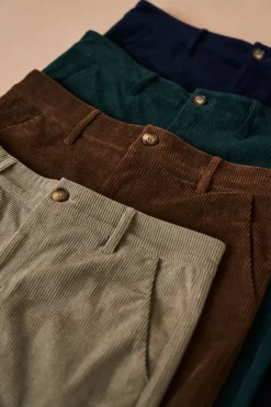 bound 'Mushroom' Corduroy Trousers