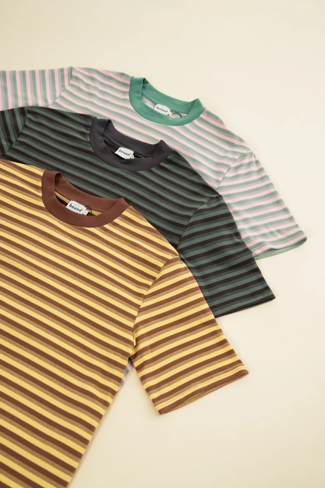 bound Peached Stripe Tee - Charcoal & Sage