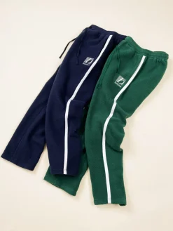 bound Reverse Fleece Grid Straight Joggers - Navy
