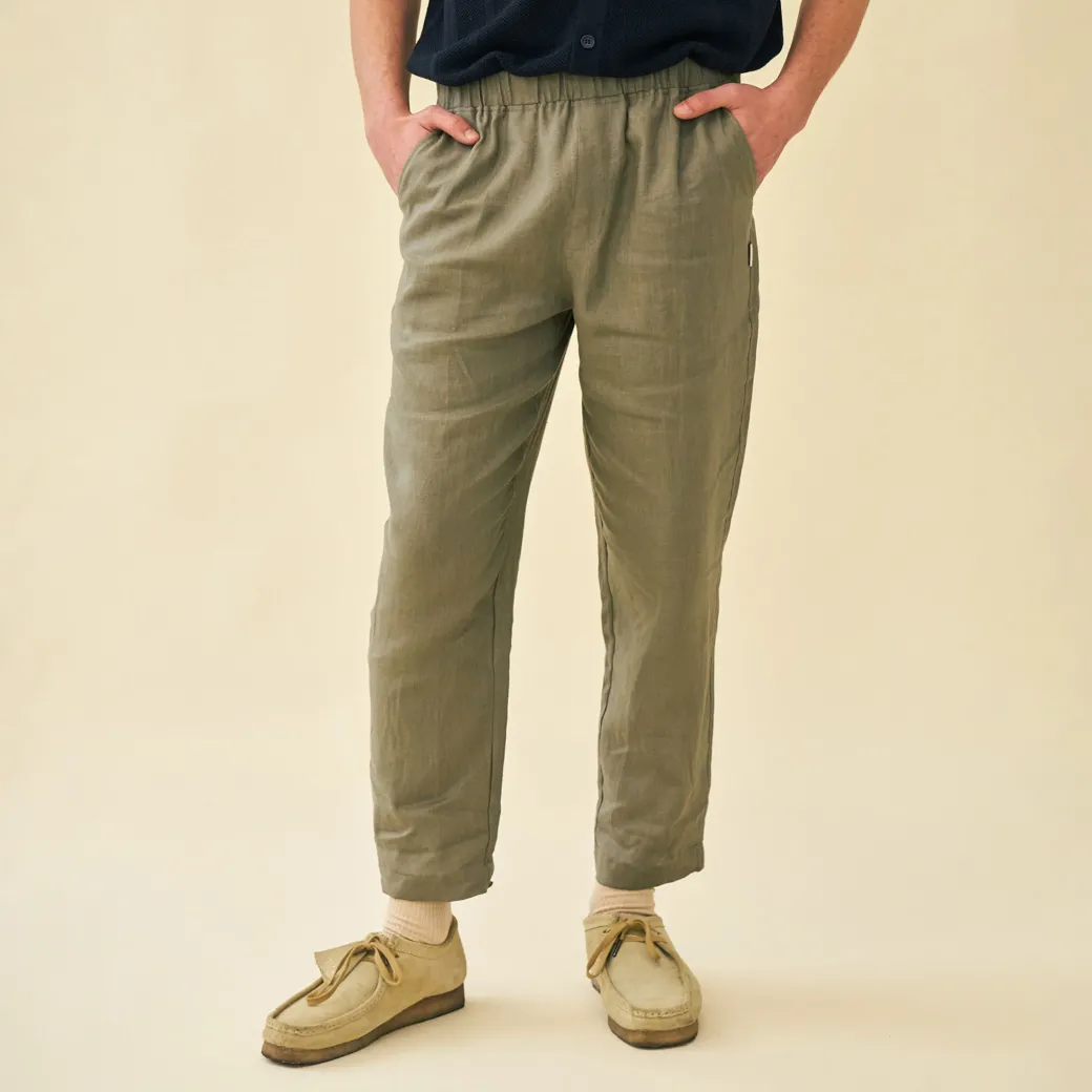 bound 'Seville' Linen Trousers - Khaki