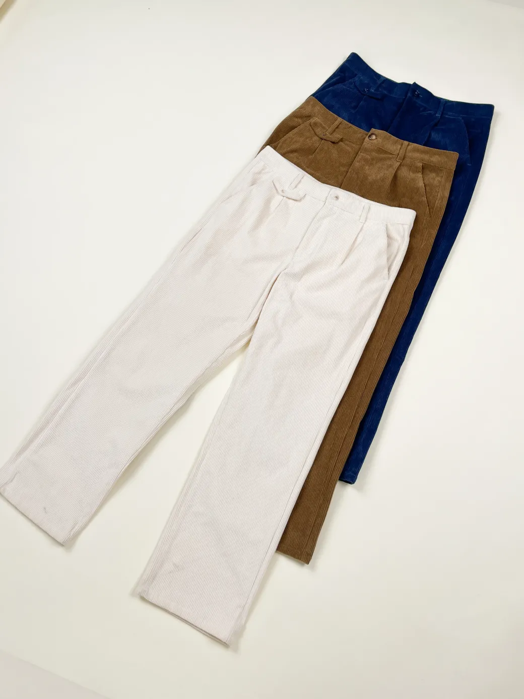 bound Wide Leg Corduroy Trousers - Dallas Blue