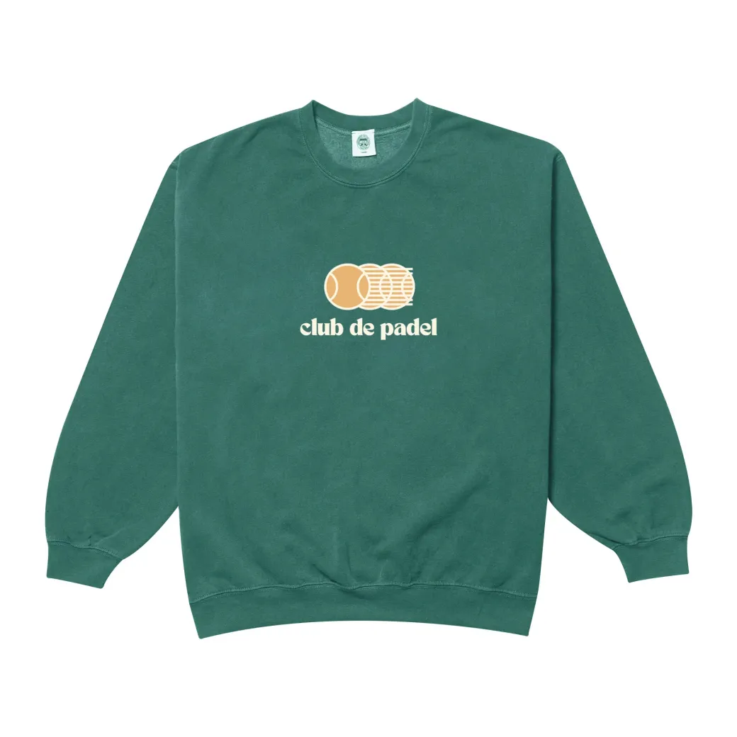 Club de Padel 'Vibora' Vintage Washed Sweater - Forest