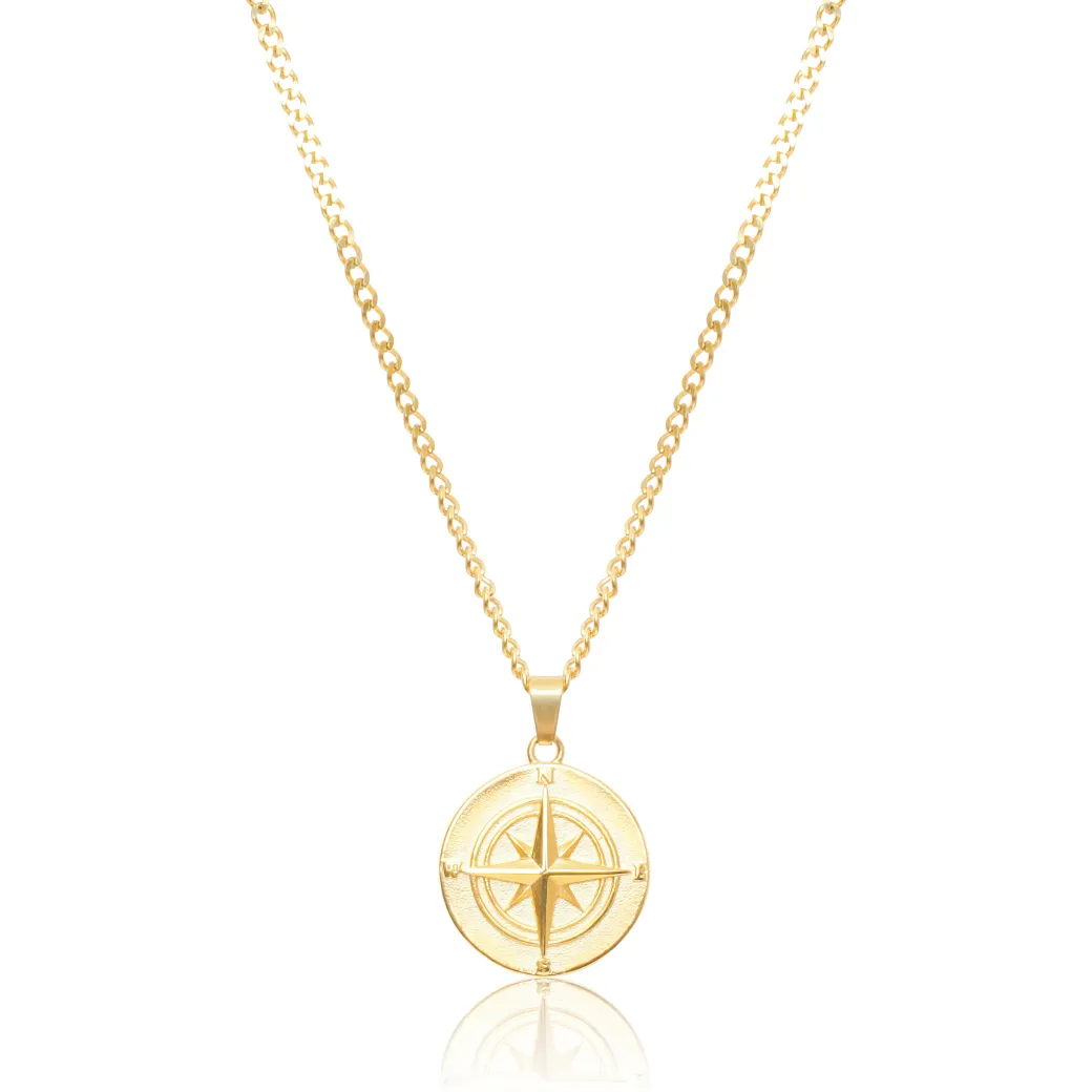Compass Pendant Necklace - Silver / Gold