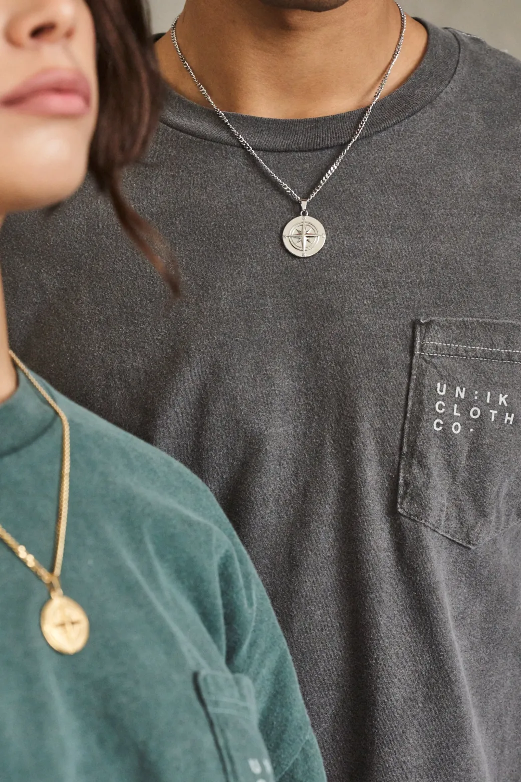Compass Pendant Necklace - Silver / Gold