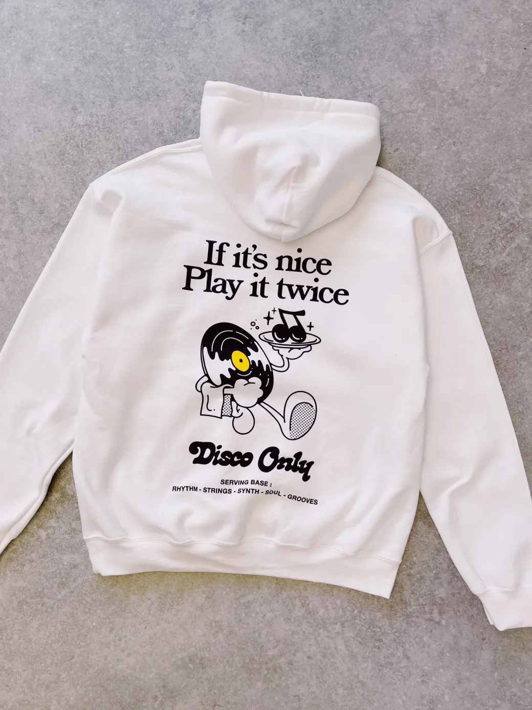 DISCO ONLY 'Play It Twice V2' Hoodie - White