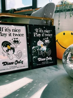 DISCO ONLY 'Play it Twice V2' Print - White