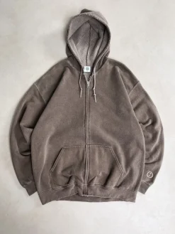 Essentials Vintage Washed Zip-Up Hoodie & Jogger Set - Cocoa