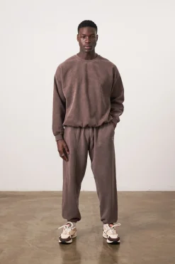 Essentials Vintage Washed Sweater & Jogger Set - Cocoa