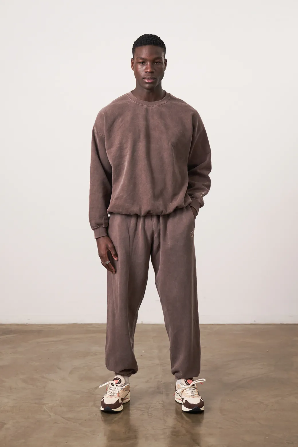 Essentials Vintage Washed Sweater & Jogger Set - Cocoa