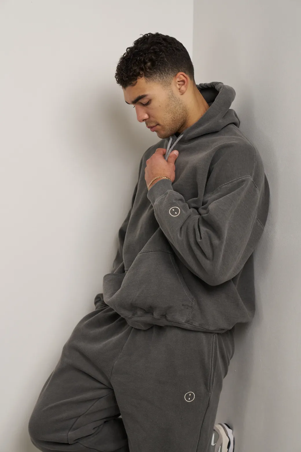 Essentials Vintage Washed Hoodie & Jogger Set - Charcoal