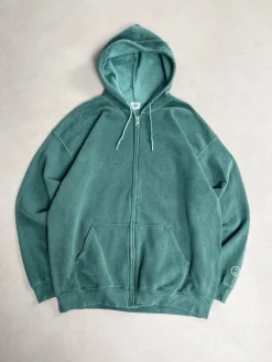 Essentials Vintage Washed Zip Up Hoodie - Forest