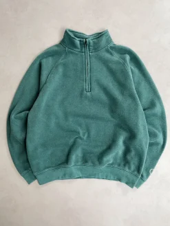 Essentials Vintage Washed 1/4 Zip Sweatshirt - Forest