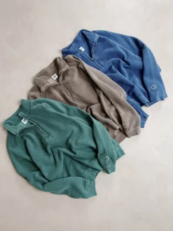 Essentials Vintage Washed 1/4 Zip Sweatshirt - Forest