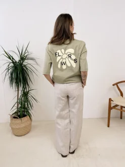 FLWRS Embroidered Linen Trousers - Natural