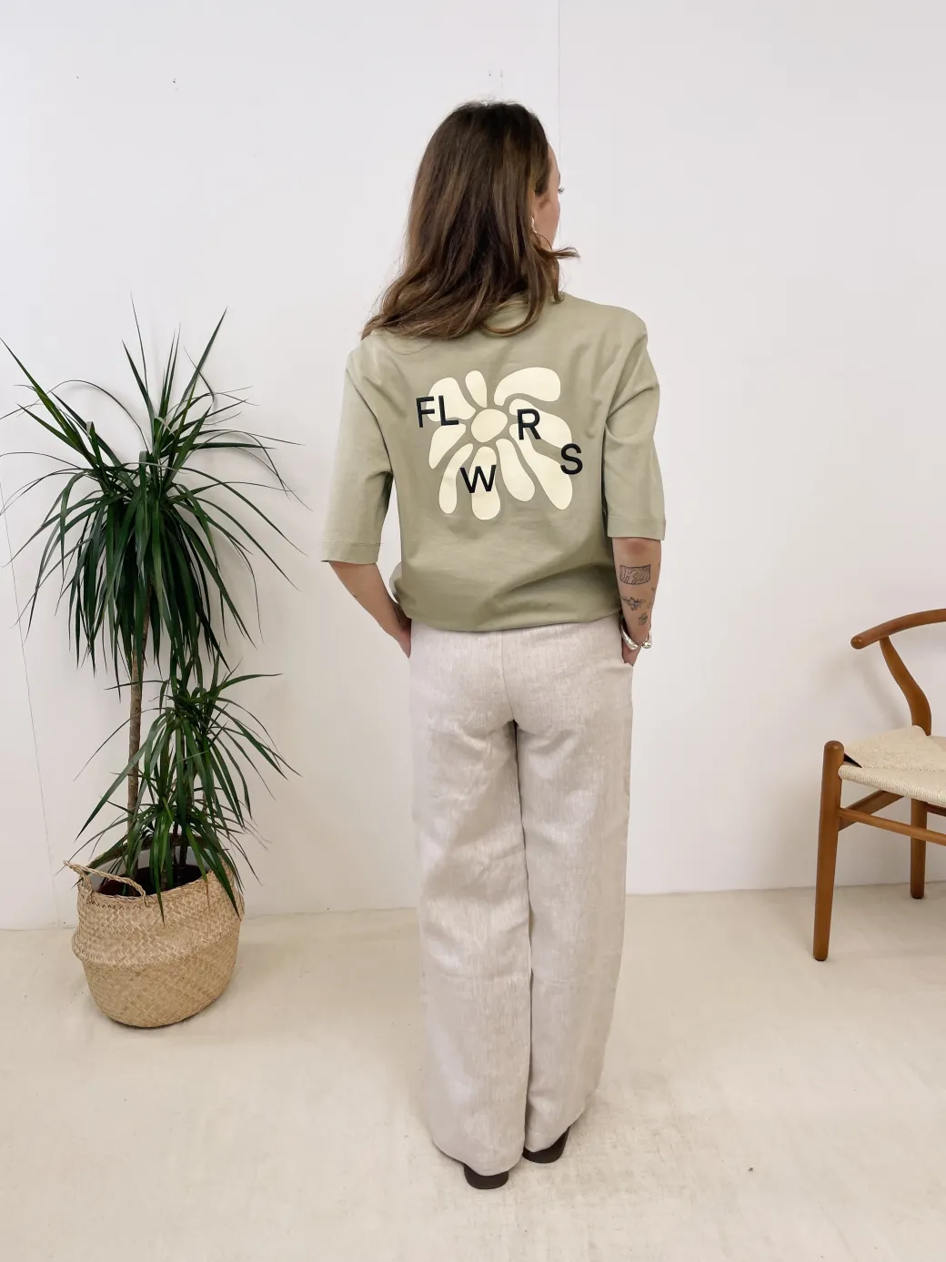 FLWRS Organic Boxy Tee - Sage