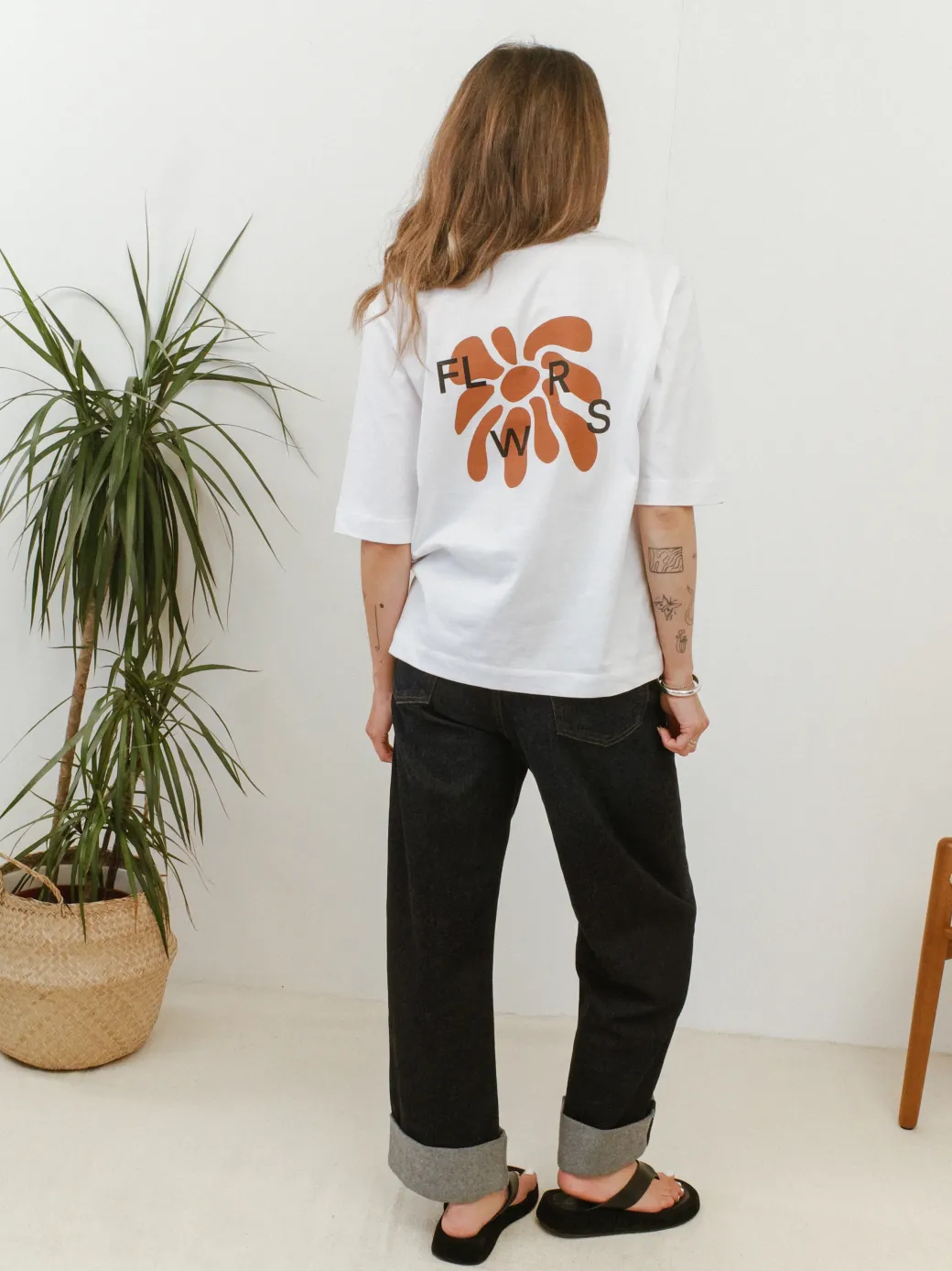 FLWRS Organic Boxy Tee - White