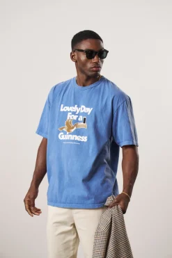 Guinness x UN:IK 'Lovely Day' Vintage Washed Tee - Blue