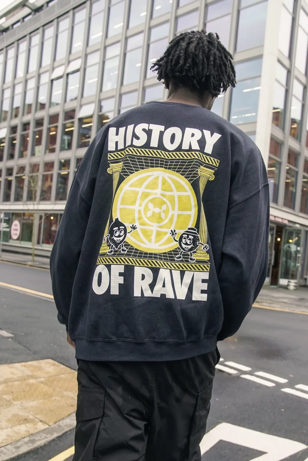 History Of Rave 'Colosseum' Acid Wash Sweater - Black