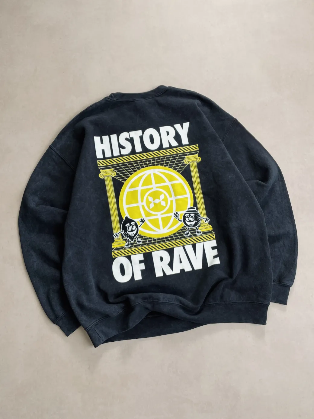 History Of Rave 'Colosseum' Acid Wash Sweater - Black