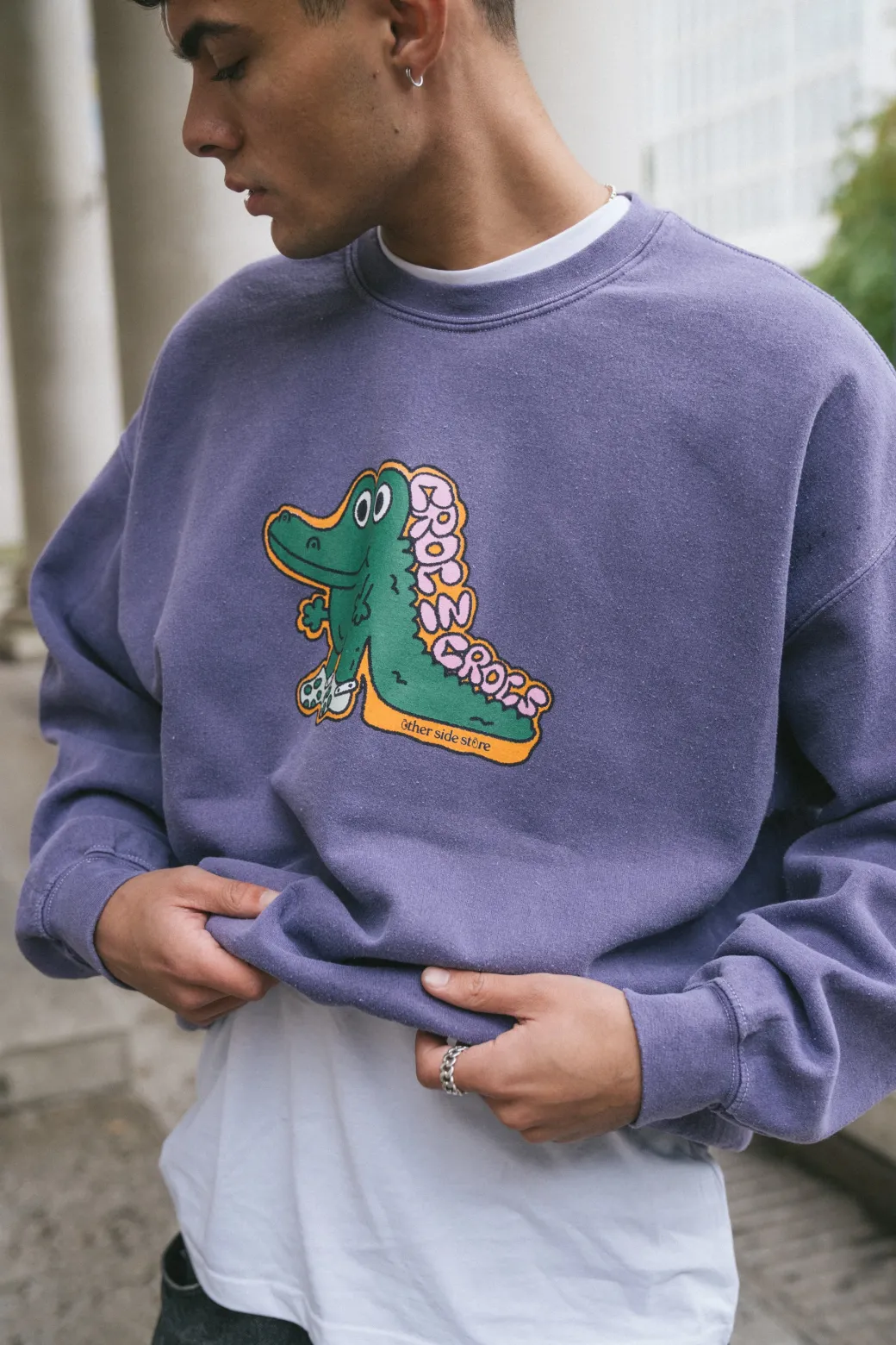 Other Side Store 'Croc In Crocs' Sweater - Vintage Washed Violet