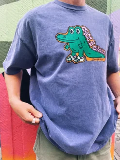 Other Side Store 'Croc In Crocs' Vintage Washed Tee - Violet