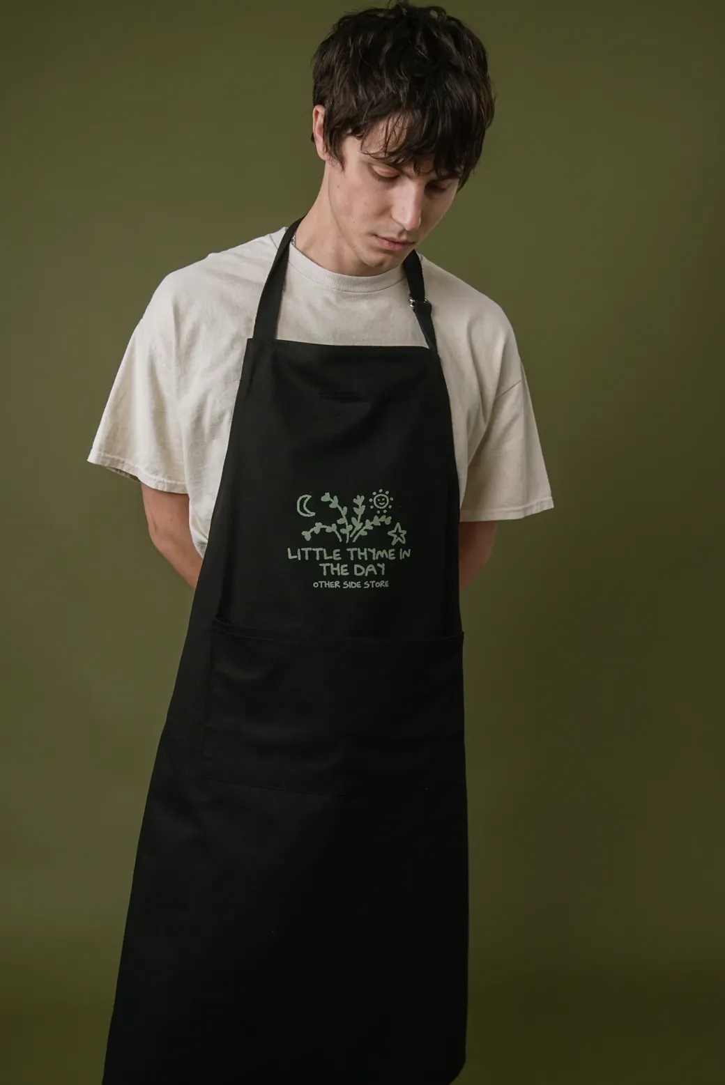 Other Side Store 'Little Thyme' Apron - Black