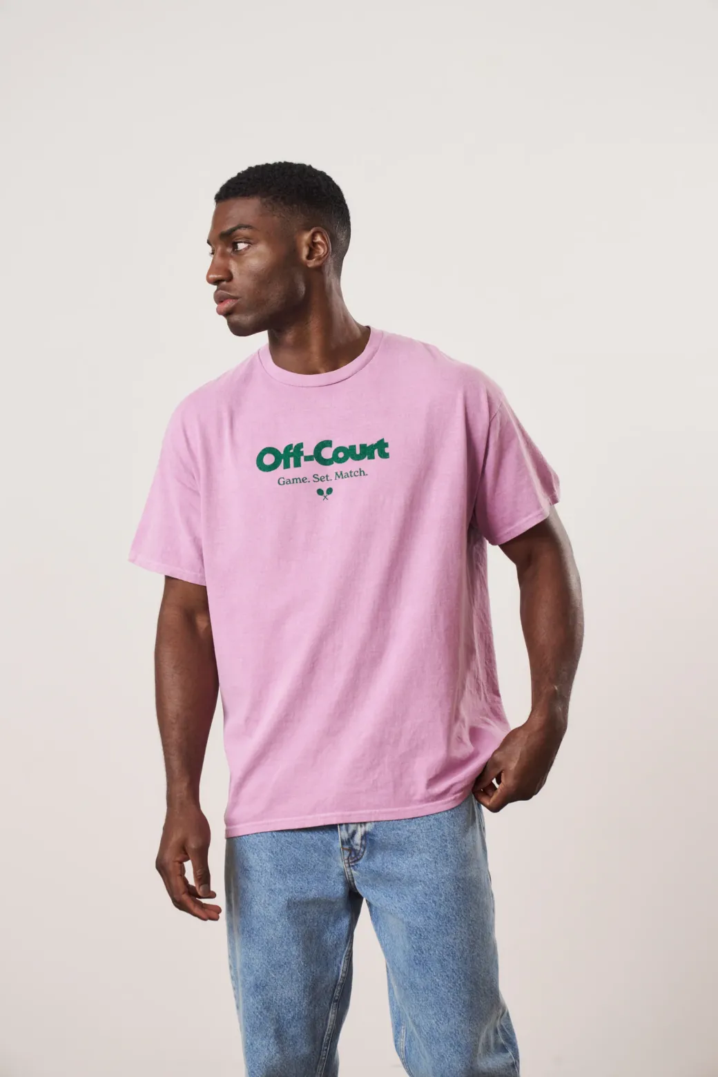 Vice 84 'Off-Court GSM' Vintage Washed Tee Twinpack - Pink/Cream