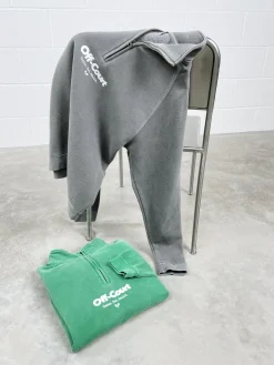 Vice 84 'Off-Court GSM' Washed 1/4 Zip Sweater - Charcoal