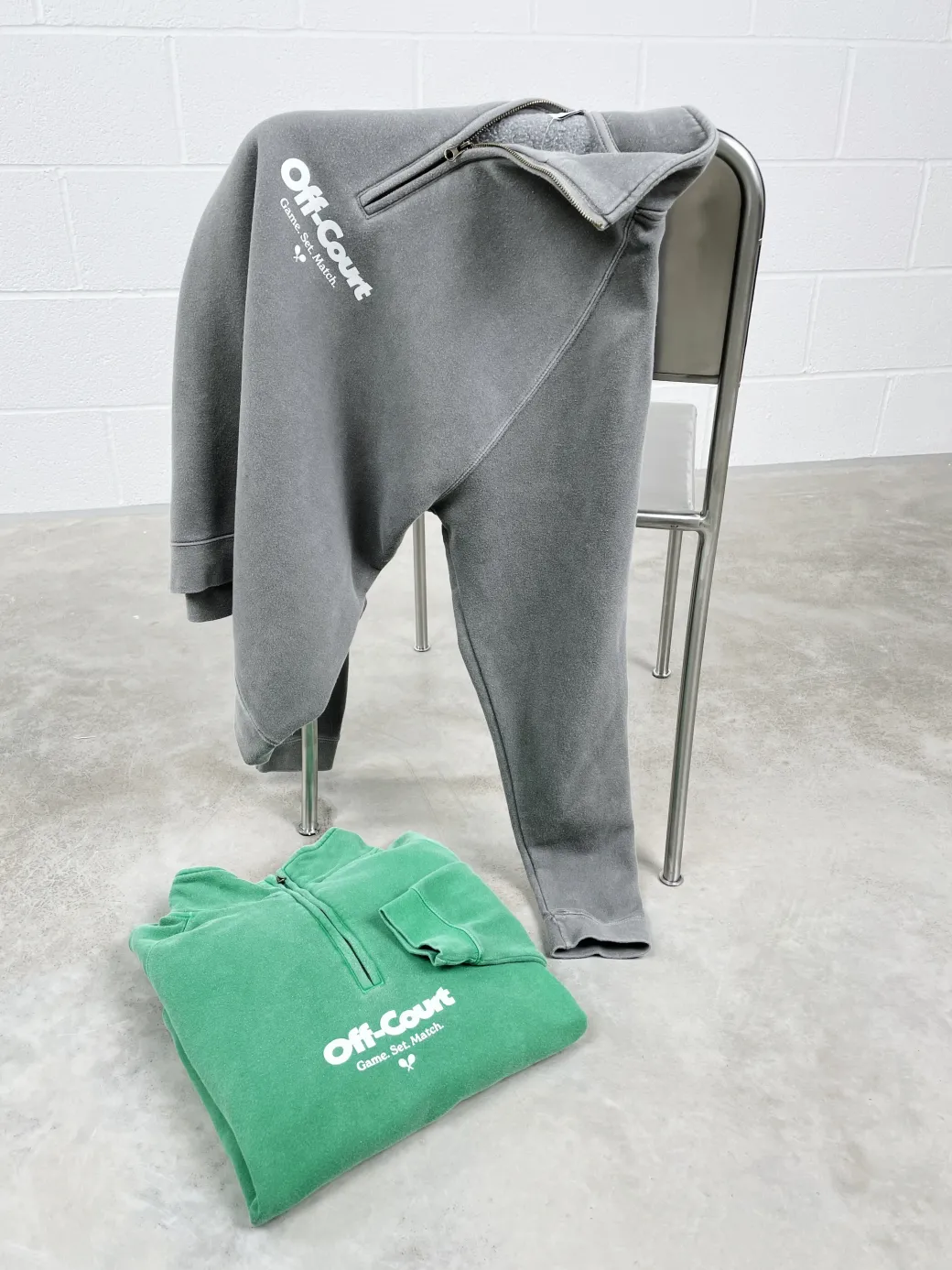 Vice 84 'Off-Court GSM' Washed 1/4 Zip Sweater - Charcoal