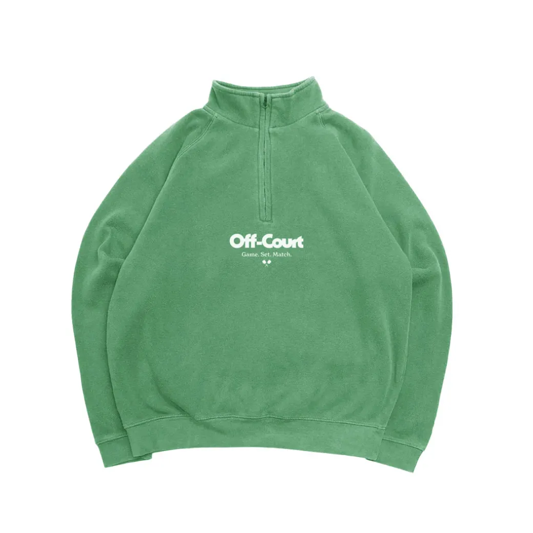 Vice 84 'Off-Court GSM' Washed 1/4 Zip Sweater - Kelly Green